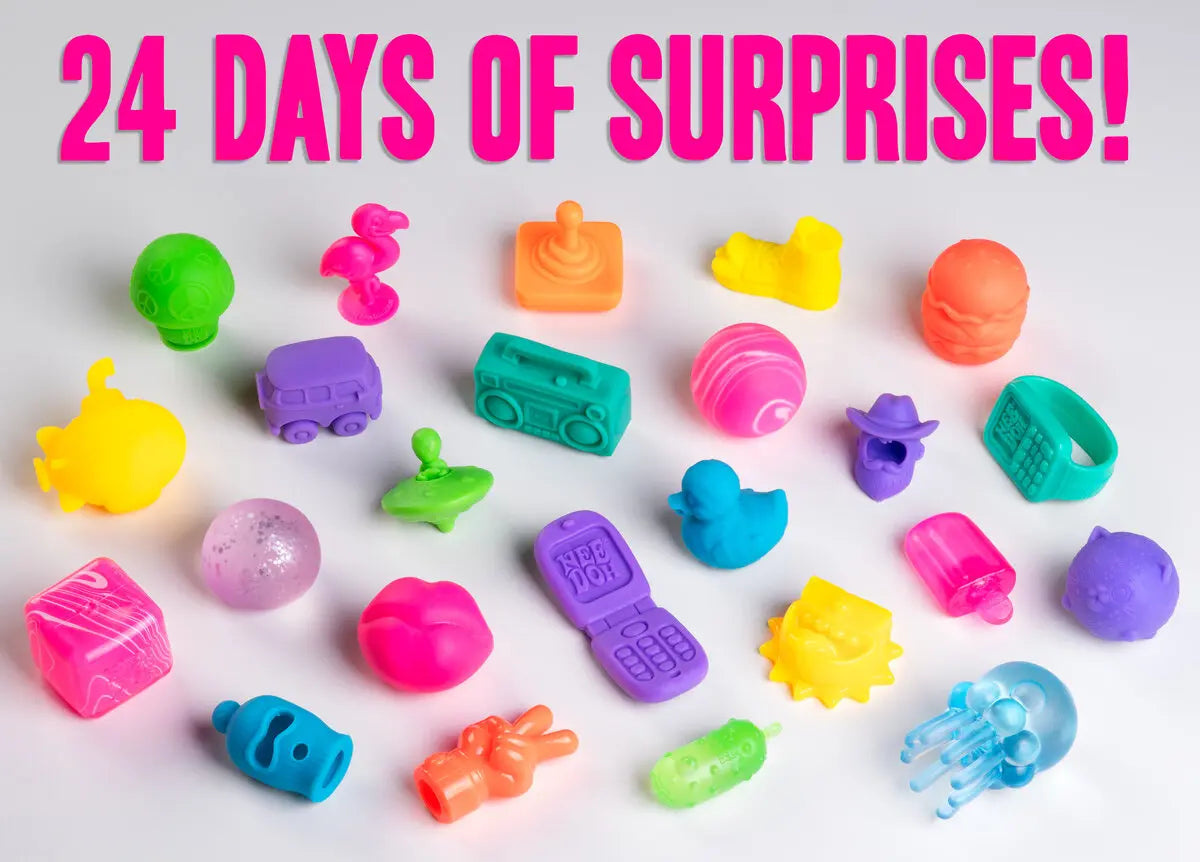 Count down to Christmas Eve with 24 unique, mini Nee Doh surprises.