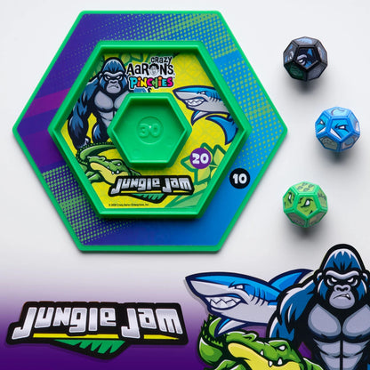 Jungle Jam features a fierce gorilla, gator, and shark.