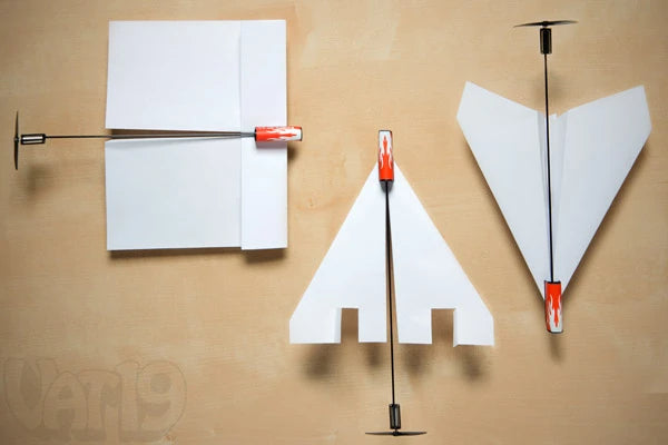 The PowerUp is compatible with nearly any paper airplane design.