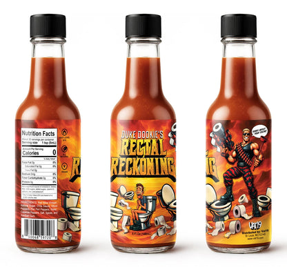 Rectal Reckoning is a Vat19 original hot sauce with a scorching ghost pepper kick.
