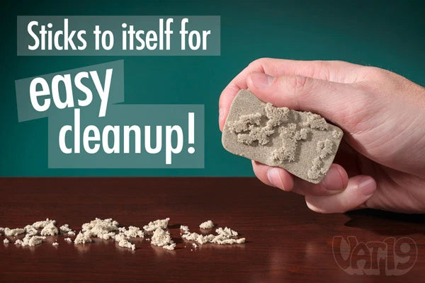 Sand is virtually mess-free because it sticks to itself and not your hands.