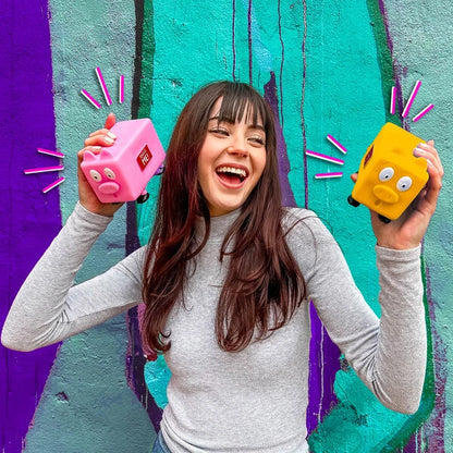 Shake those piggies to create a fun (and weird) groan!