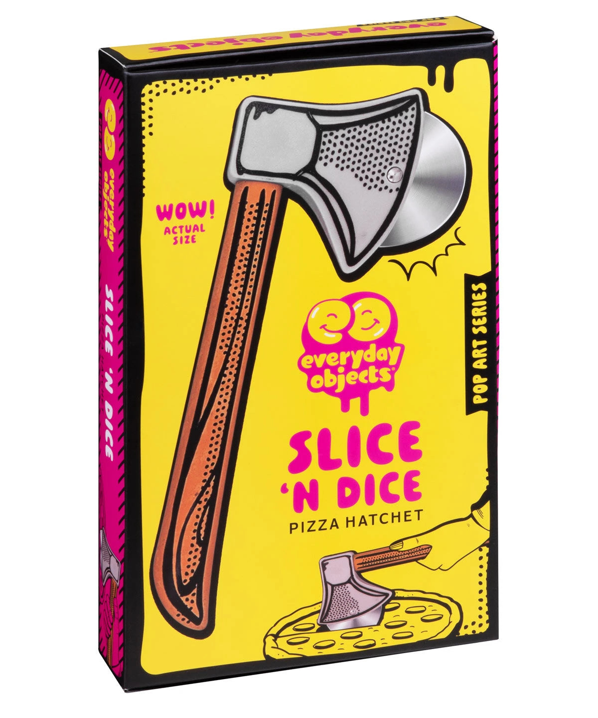 The comic book aesthetic and long handle make this pizza cutter more effective and more epic!