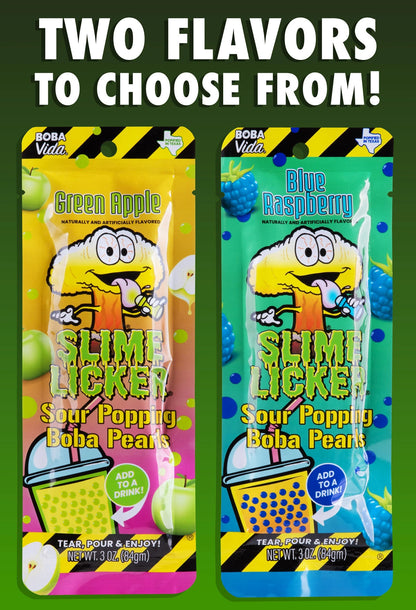 Choose from two delicious flavors: Green Apple or Blue Raspberry.