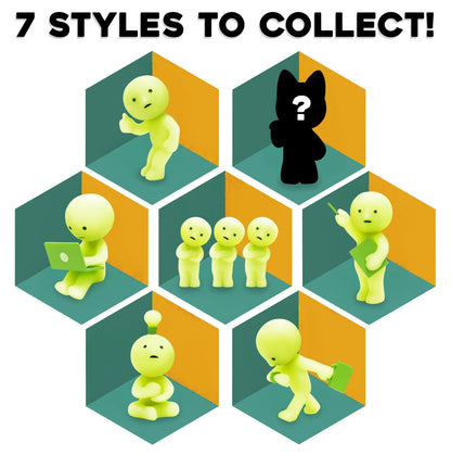 Available Styles: Approving Smiski, Researching Smiski, Presenting Smiski, Good Idea Smiski, On The Road Smiski, Mini Group Think Smiski, and a rare Secret Smiski.