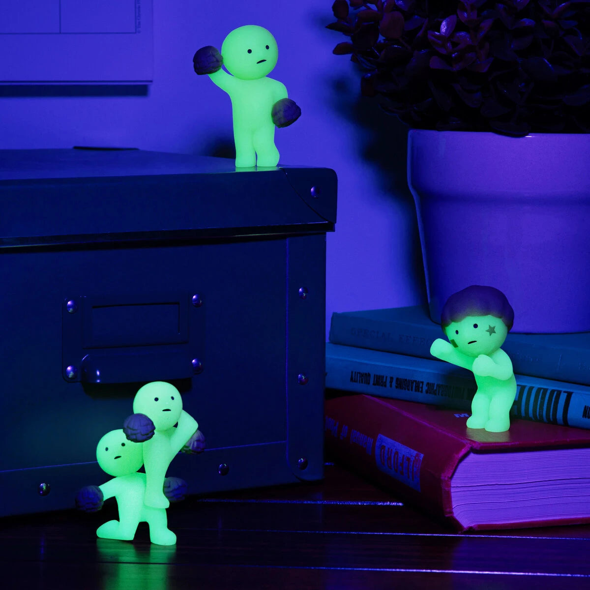 Smiskis are tiny glow-in-the-dark creatures with a shy, curious nature.