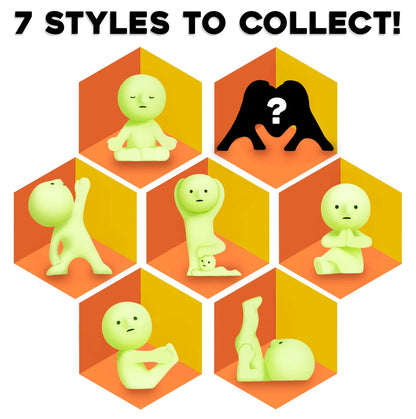 Available Styles: Lotus Pose, Twist Pose, Tree Pose, Ship Pose, Shoulderstand Pose and Triangle Pose (with little one), and a rare Secret Smiski.