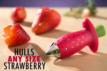 The Stem Gem's spring-loaded claw fits any size of strawberry.