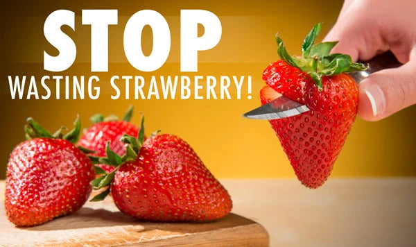 Traditional methods of removing stems from strawberries are often wasteful, tedious, and slow.