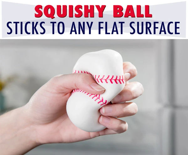 Squishy ball sticks to any flat surface