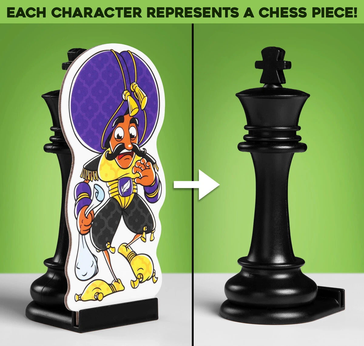 Each chapter explains the rules of a chess piece by tying their character into the story.