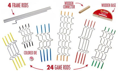 Roll the multi-colored die to determine which rod to play next.