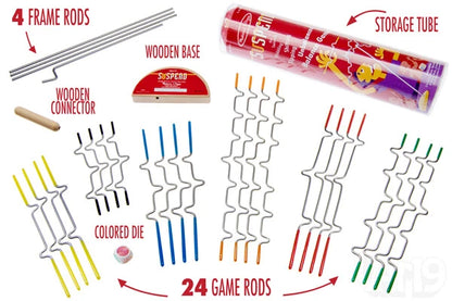 Roll the multi-colored die to determine which rod to play next.