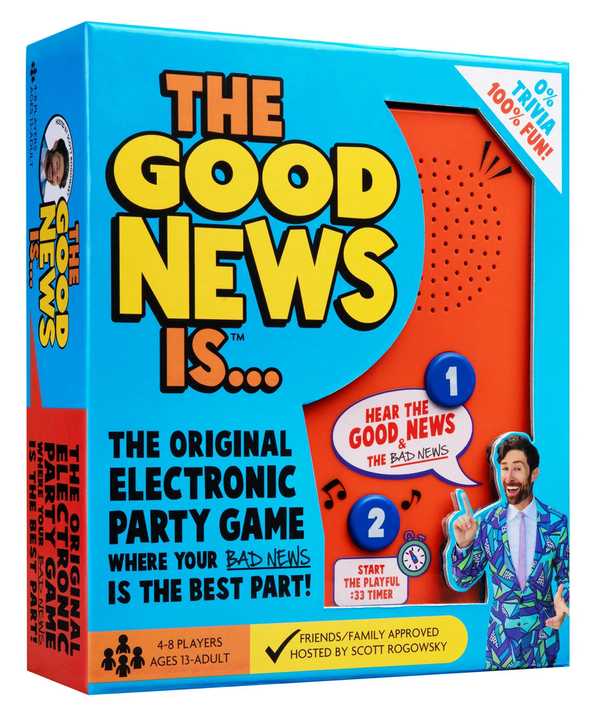 Featuring 200 clever prompts, and former HQ Trivia star Scott Rogowsky as the host, The Good News Is... is great news for game nights everywhere.