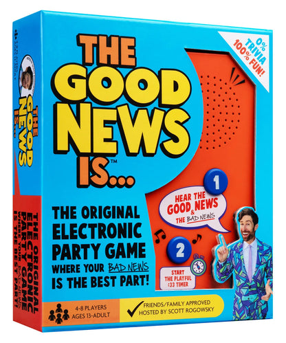 Featuring 200 clever prompts, and former HQ Trivia star Scott Rogowsky as the host, The Good News Is... is great news for game nights everywhere.