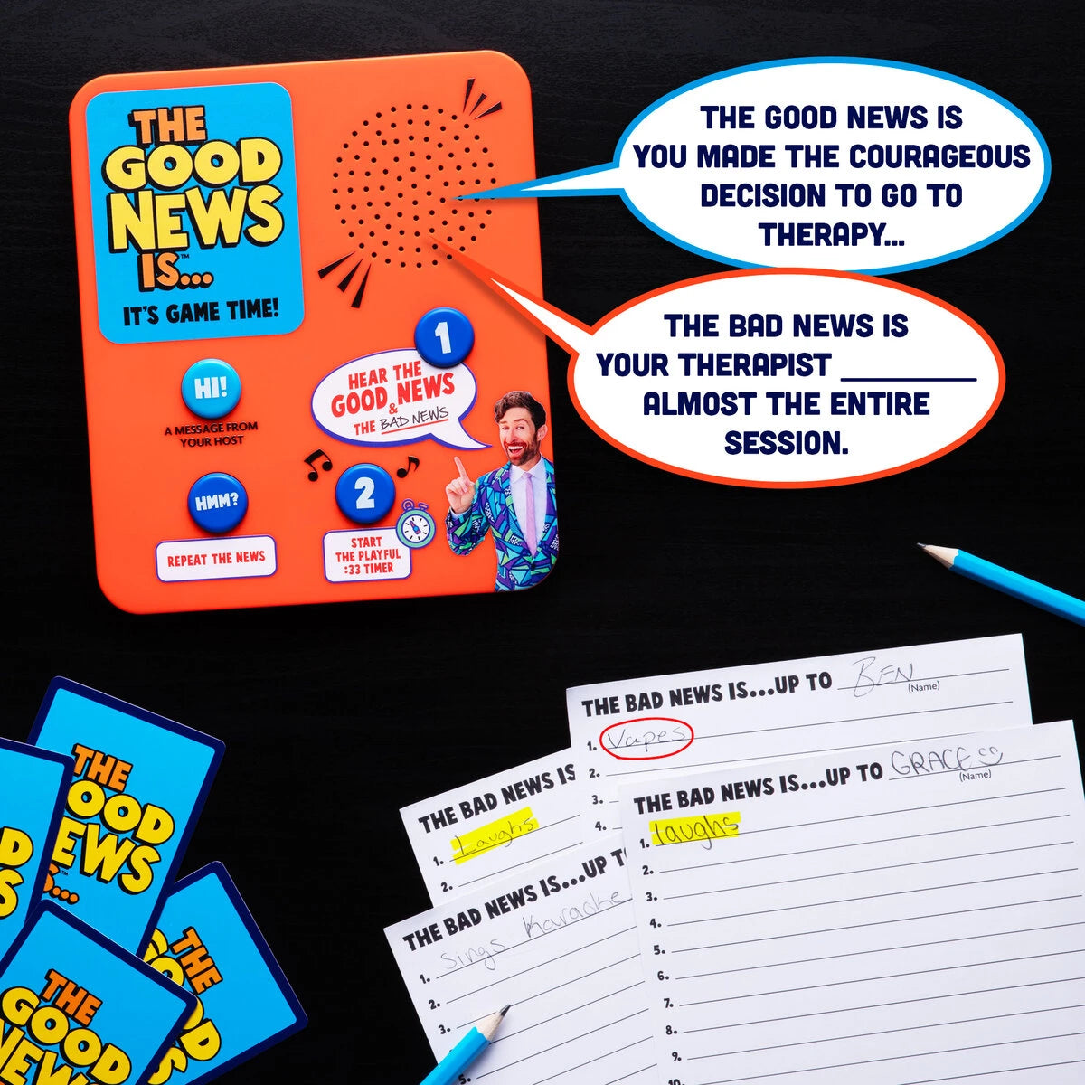 Press the button to hear a prompt. Craft a response that will either be chosen as the judge's favorite or matches with another player.