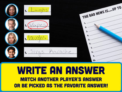There are two ways to earn points: match another's player answer or be picked as the judge's favorite answer!