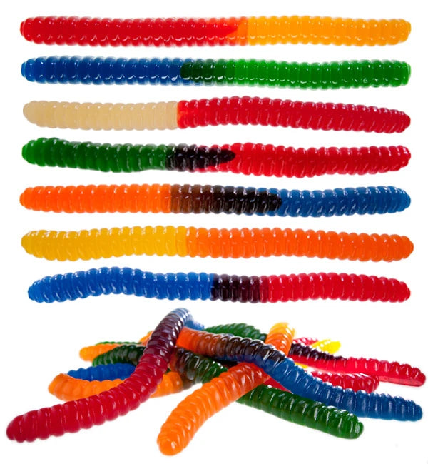 The Giant 3-Pound Gummy Worm is available in seven delicious flavor combinations.