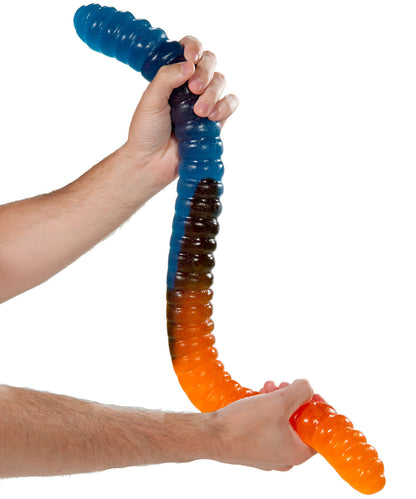Giant 3-Pound Gummy Worm-Orange &amp; Blue Raspberry beauty shot
